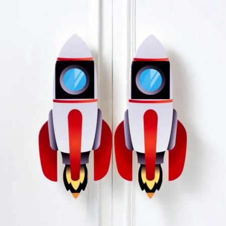 Handcrafted Acacia Wood Rocket Cupboard Handles Set